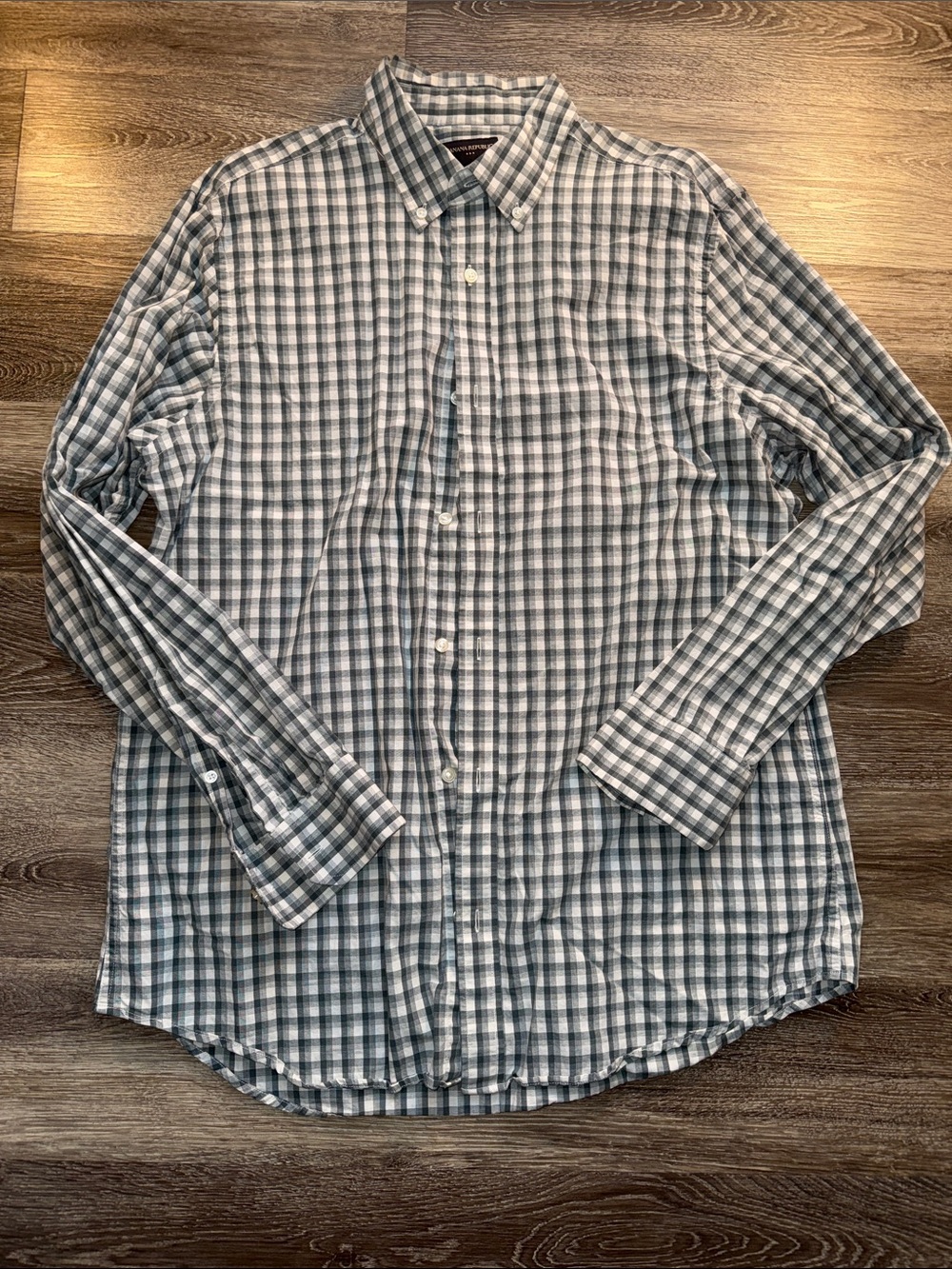 Banana Republic Blue and White Plaid Button-Down Shirt